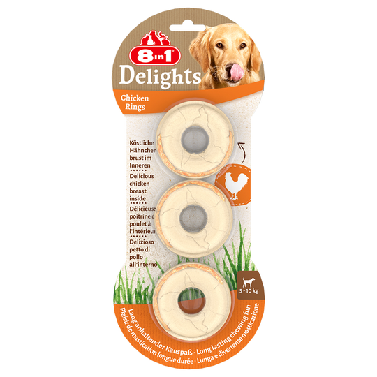 8in1 Delights tuggringar med kyckling - Ekonomipack: 6 x 119 g (18 st)