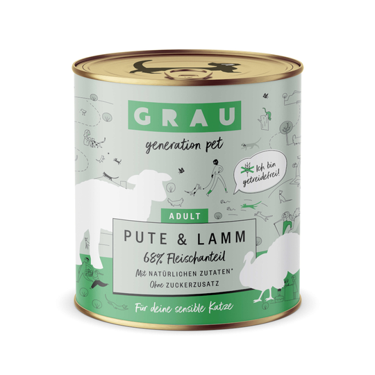 Ekonomipack: GRAU Adult Grain Free 24 x 800 g - Kalkon & lamm
