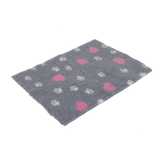 Vetbed® Isobed SL, grå med hjärtan & tassmönster - L 75 x B 50 cm