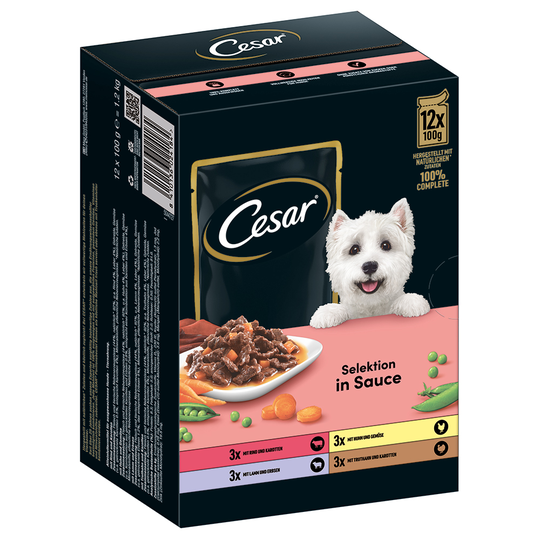Cesar Selection in Sauce Kött & grönsaker - Ekonomipack: 24 x 100 g