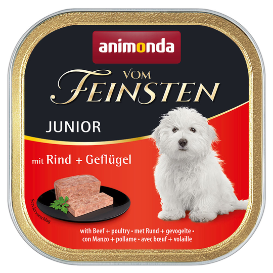 Ekonomipack: 48 x 150 g Animonda vom Feinsten - Junior: Nötkött & fågel
