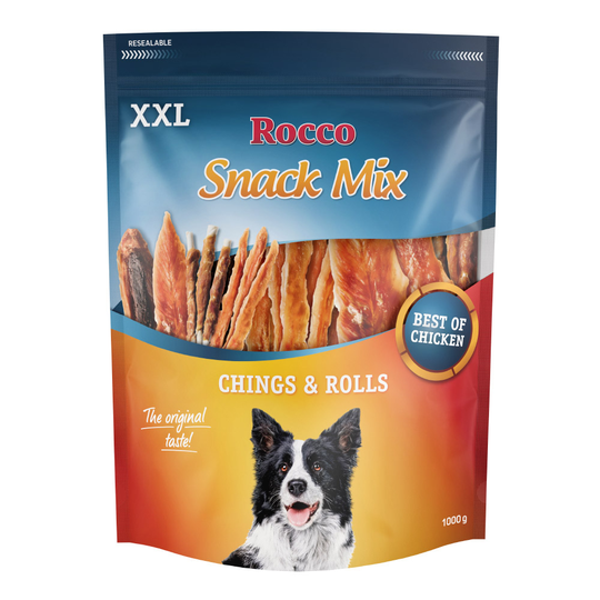 Rocco XXL Snack Mix Chicken - 2 x 1 kg Mix: Rolls kycklingbröst, Chings kycklingbröst