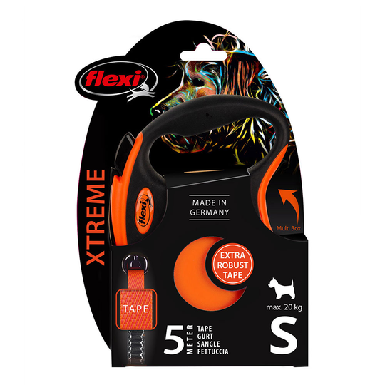 flexi Xtreme bandkoppel orange, 5 m - S: upp till 20 kg