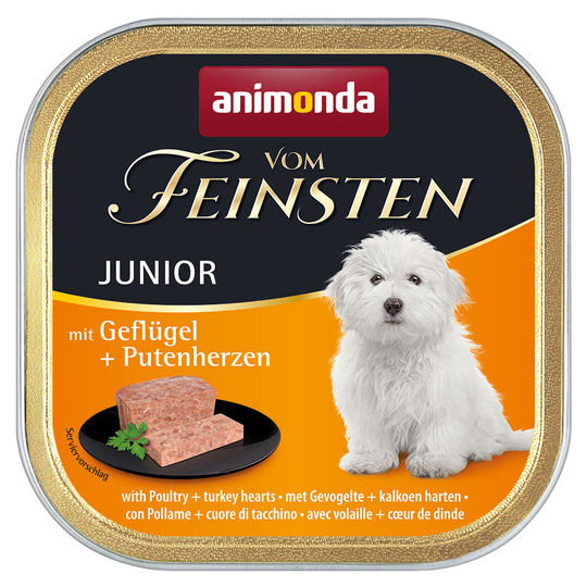 Ekonomipack: 48 x 150 g Animonda vom Feinsten - Junior: Fågel & kalkonhjärtan