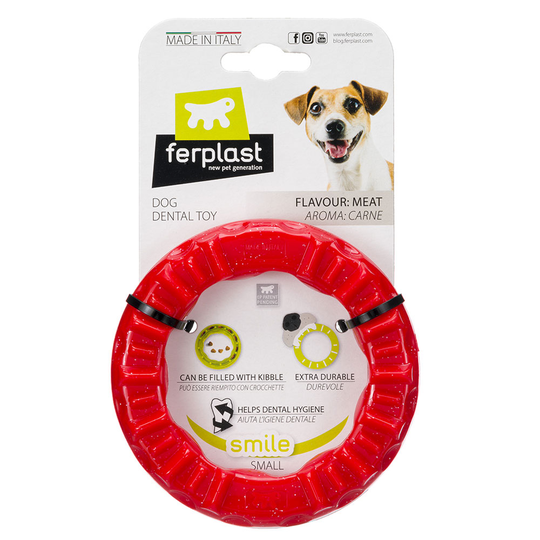 Ferplast Smile tuggring, röd - Stl. S: Ø 12 x H 2,4 cm