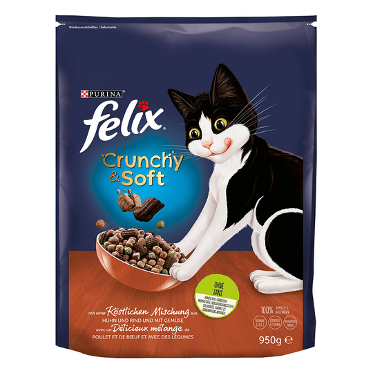 950 g Felix Crunchy & Soft Meat till sparpris! - 950 g
