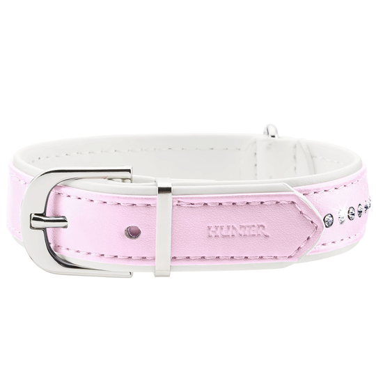 HUNTER Modern Art Luxus halsband rosa/vitt - Stl. 42: 32-38 cm halsomfång, B 16 mm