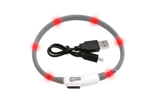 Visio Light - Blinkande LED- halsband för Katt/Liten hund - Grå