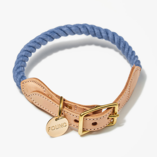 Hundhalsband Upcycled Rope Denimblå - Found My Animal S