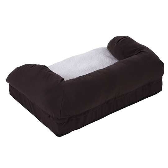 Ortopedisk hundbädd rektangulär - brun/beige - B 90 x D 60 x H 30 cm