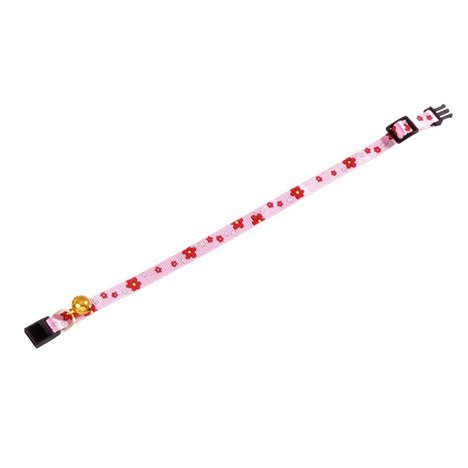 Katthalsband med blommotiv i rosa