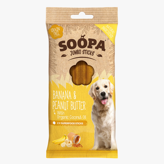 Dental Sticks Jumbo Banan Jordnötssmör 170 gram - Soopa