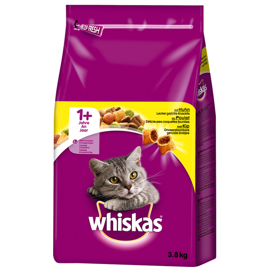 Ekonomipack: Whiskas torrfoder - 1+ Kyckling (2 x 3,8 kg)