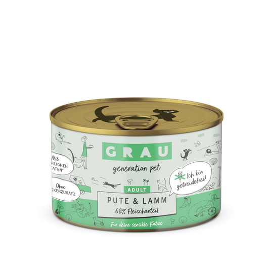 Ekonomipack: GRAU Adult Grain Free 24 x 200 g - Kalkon & lamm