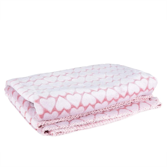 Little&Bigger Smooth Filt med Hjärtan Rosa (L)